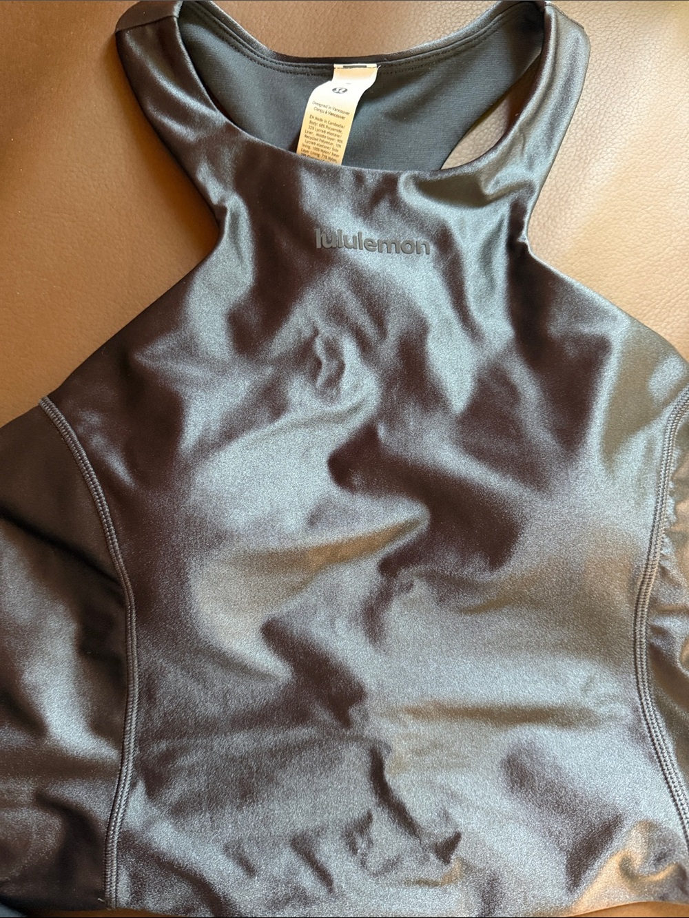lululemon athletica Black Shiny Racerback Tank